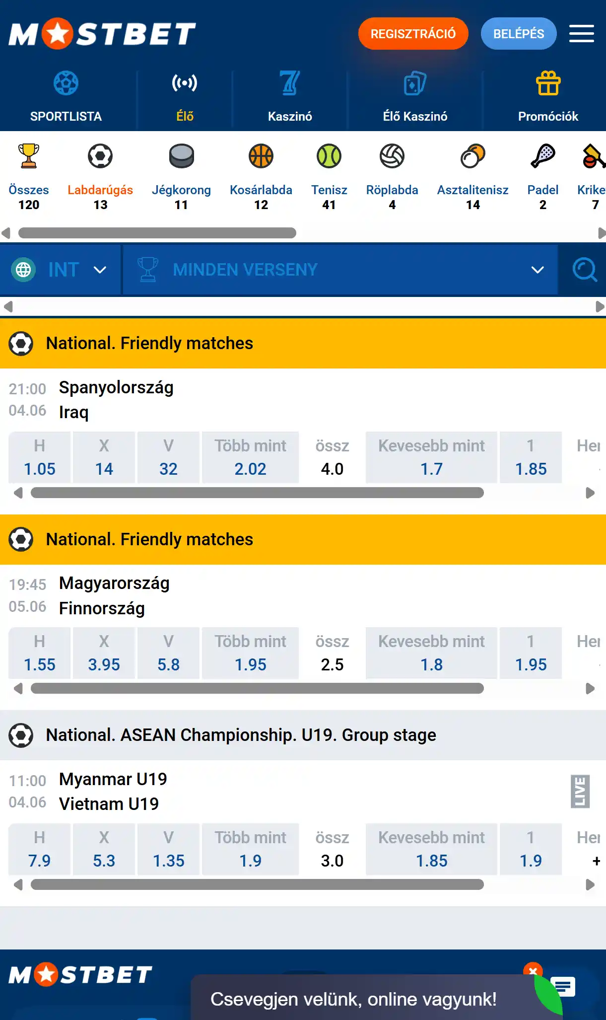 Mostbet sportfogadás vonal